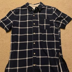 Hipster Blue Plaid button down w/ zippers